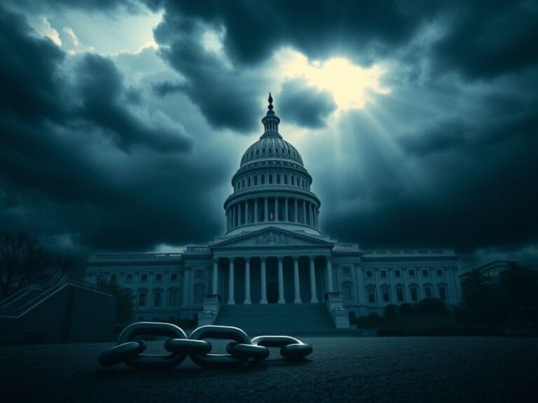 Flick International U.S. Capitol building under shadow symbolizing government shutdown