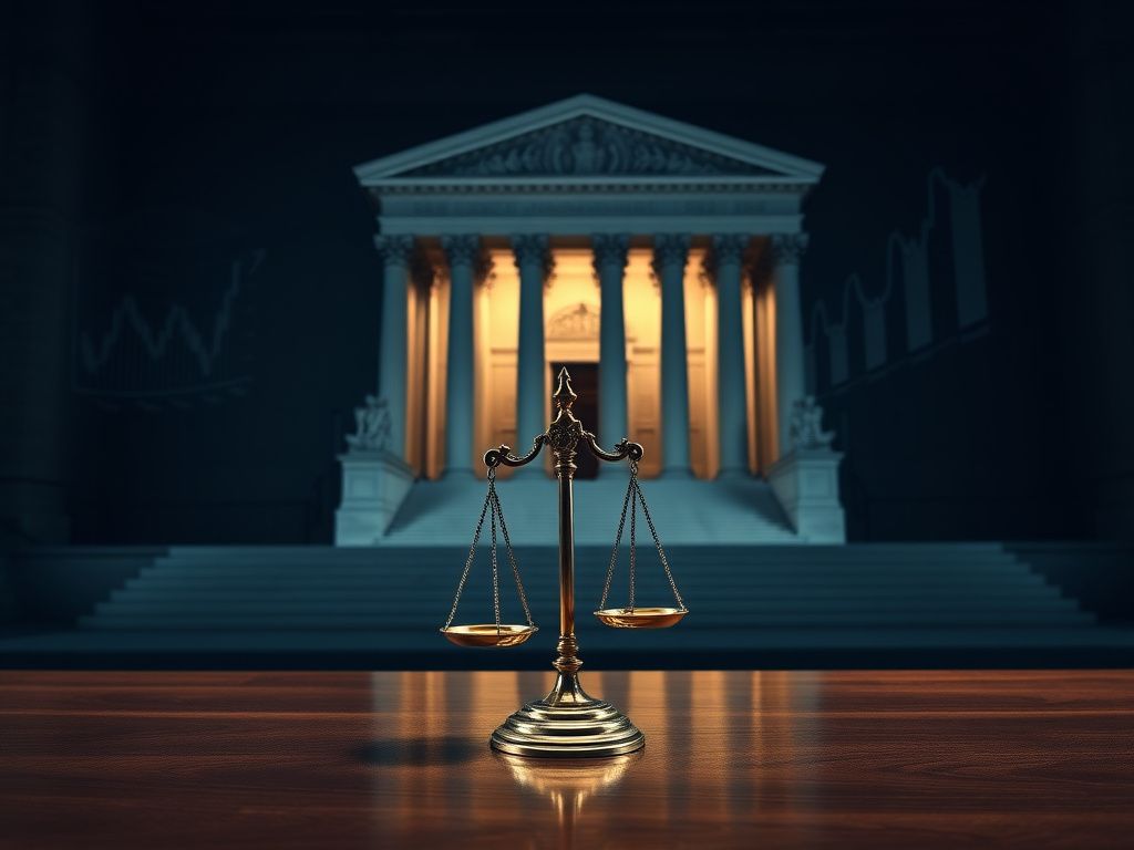 Flick International Dramatic view of the U.S. Supreme Court building with scales of justice symbolizing legal deliberations