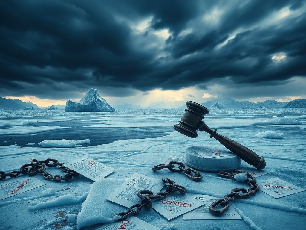 Flick International A dramatic frozen Arctic landscape symbolizing justice and law