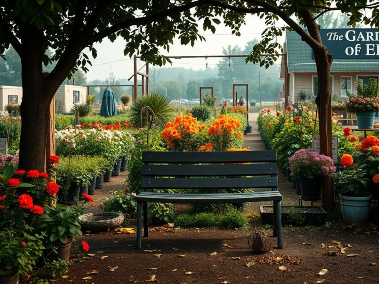 Flick International A reflective outdoor scene in a plant nursery with vibrant plants and a wilted plant symbolizing discrimination