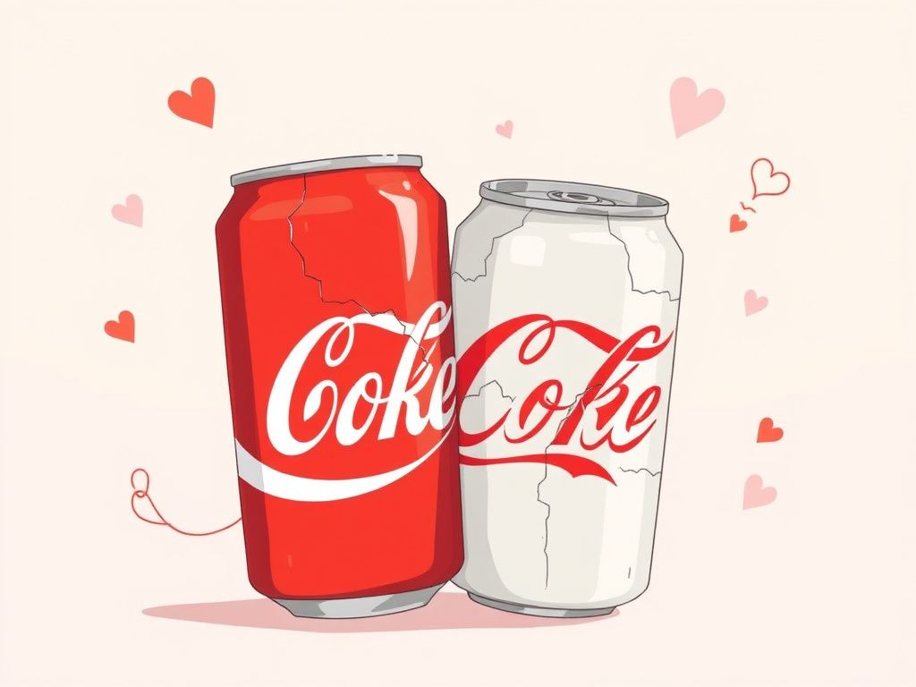 Flick International Two oversized intertwined Coke cans symbolizing intimacy issues in relationships