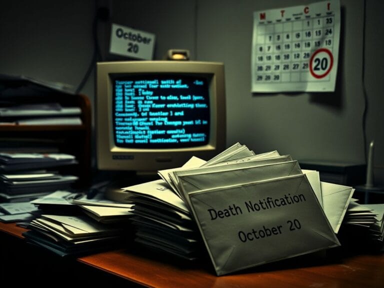 Flick International A cluttered office desk displaying envelopes marked 'Death Notification' in a healthcare clinic.