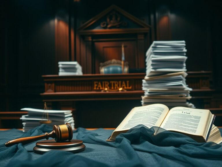 Flick International Dramatic courtroom scene with a judge's bench and legal documents symbolizing the tension in the legal proceedings