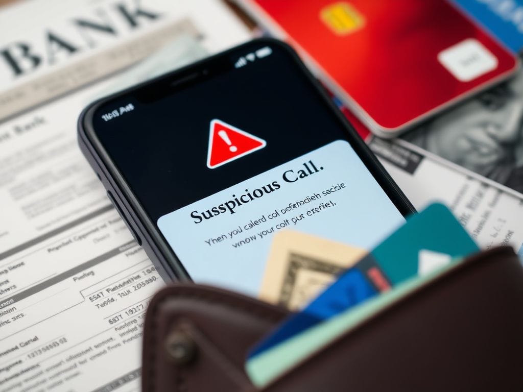 Flick International Close-up view of a smartphone displaying a scam warning message with financial documents in the background