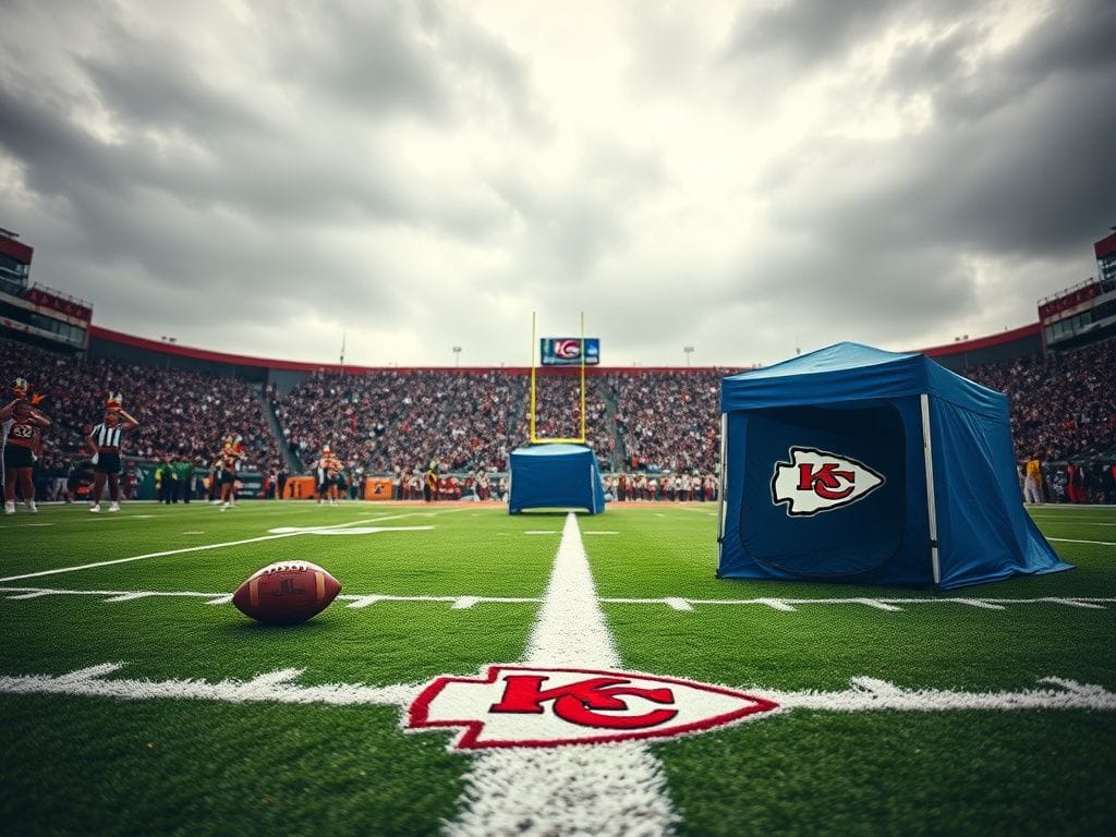 Flick International Kansas City Chiefs football field showing aftermath of hard hit with medical tent