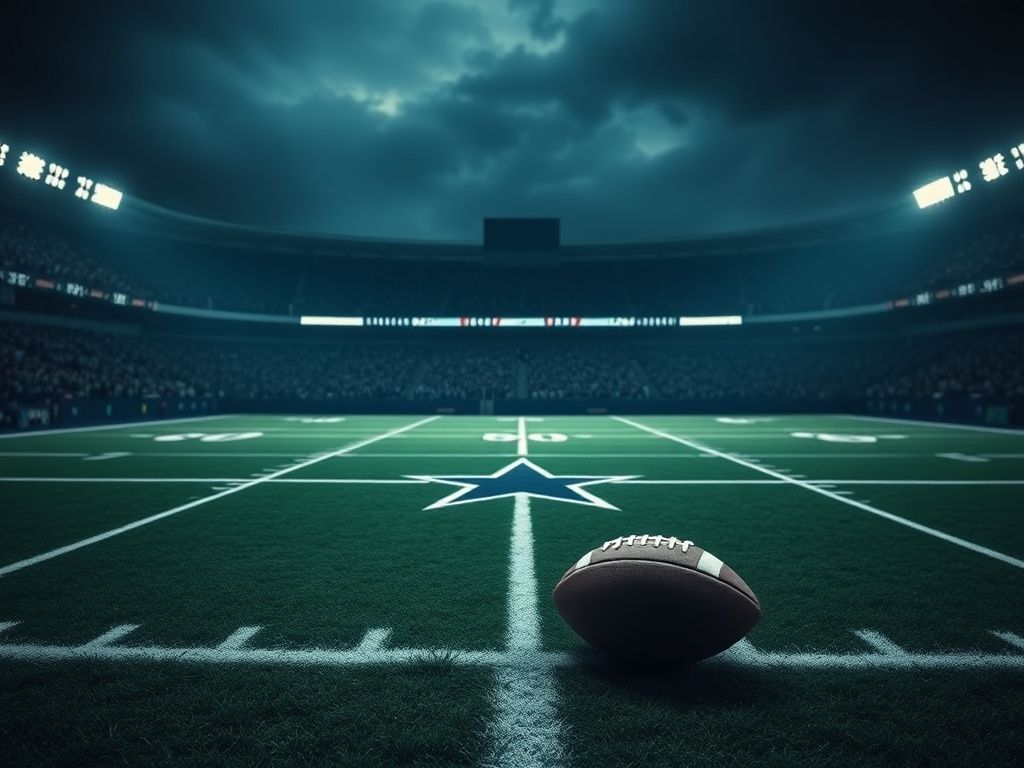 Flick International Empty football field at Dallas Cowboys stadium symbolizing loss after Marshawn Kneeland's death