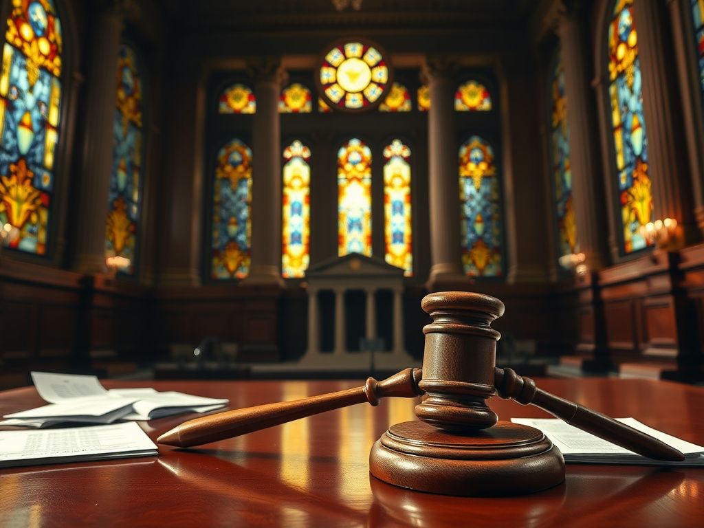 Flick International Ornate Supreme Court chamber with gavel and legal documents