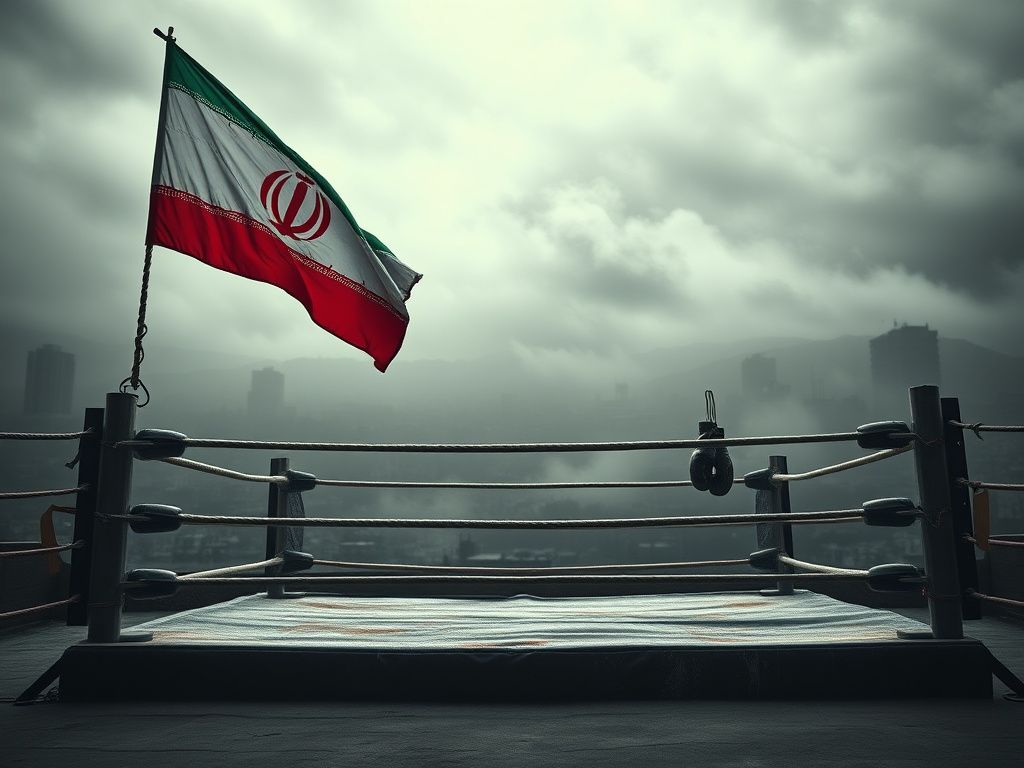 Flick International Abandoned boxing ring under a gray sky symbolizing lost hope in the face of political oppression