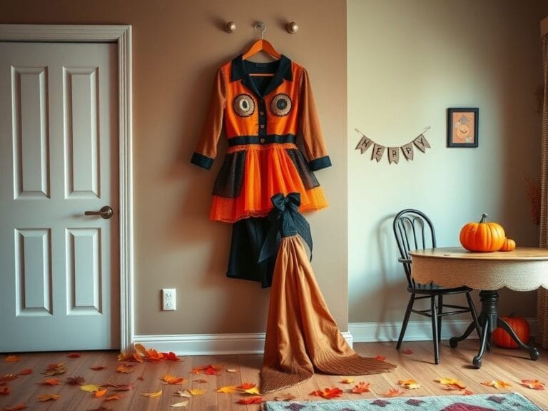 Flick International A whimsical Halloween costume hanging in a cozy room setting