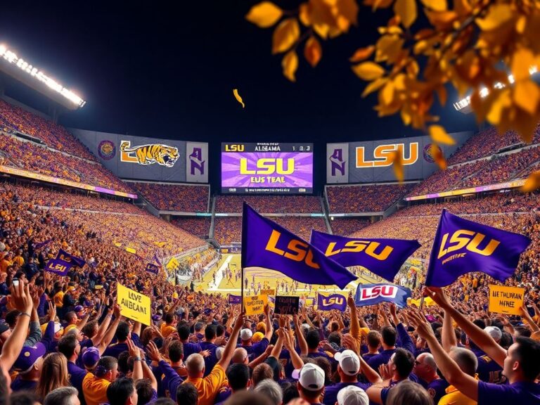 Flick International Roaring crowd in LSU stadium during a college football game