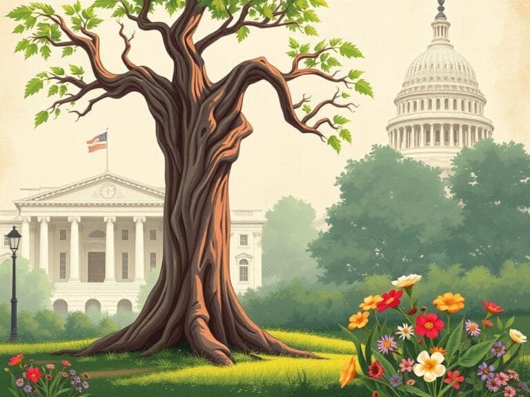 Flick International Conceptual illustration of an aging tree and a young sapling symbolizing leadership transition