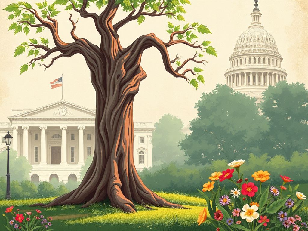 Flick International Conceptual illustration of an aging tree and a young sapling symbolizing leadership transition