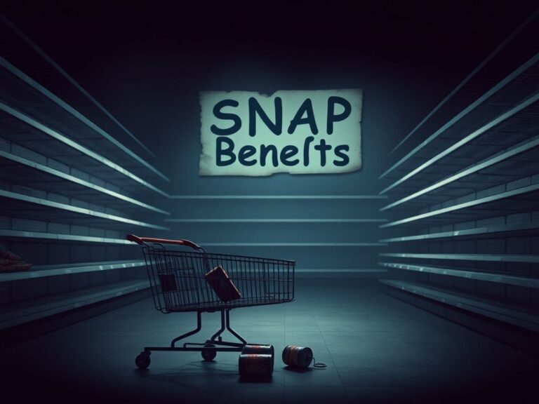 Flick International Empty grocery aisle with sparse shelves, highlighting scarcity