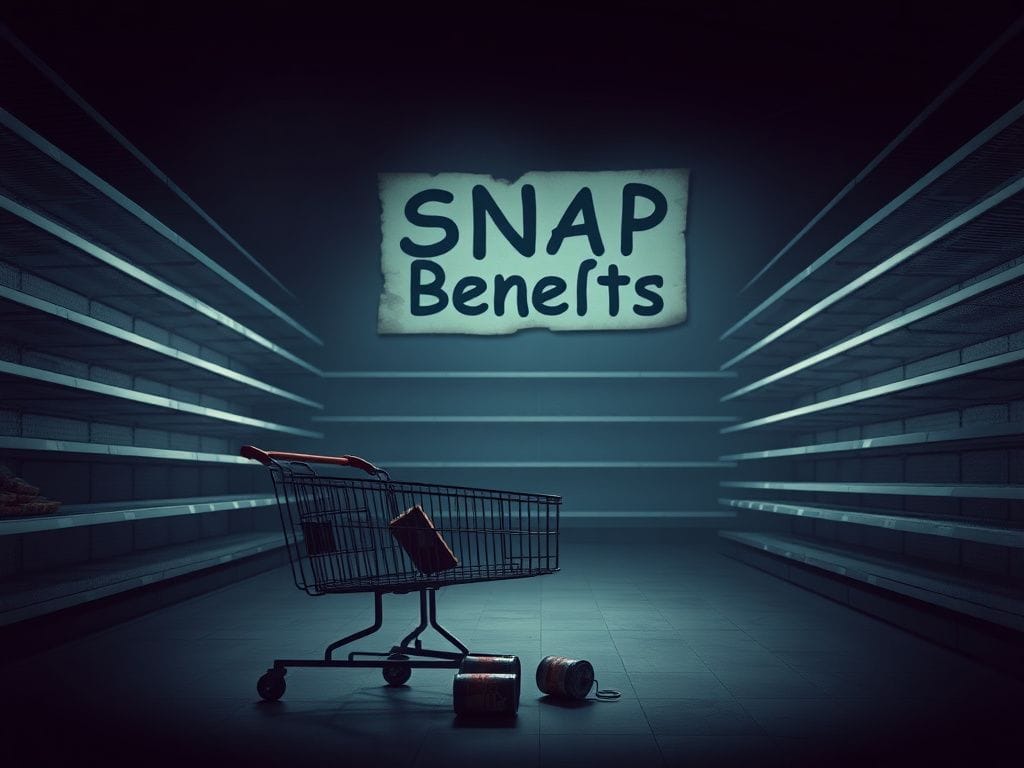 Flick International Empty grocery aisle with sparse shelves, highlighting scarcity