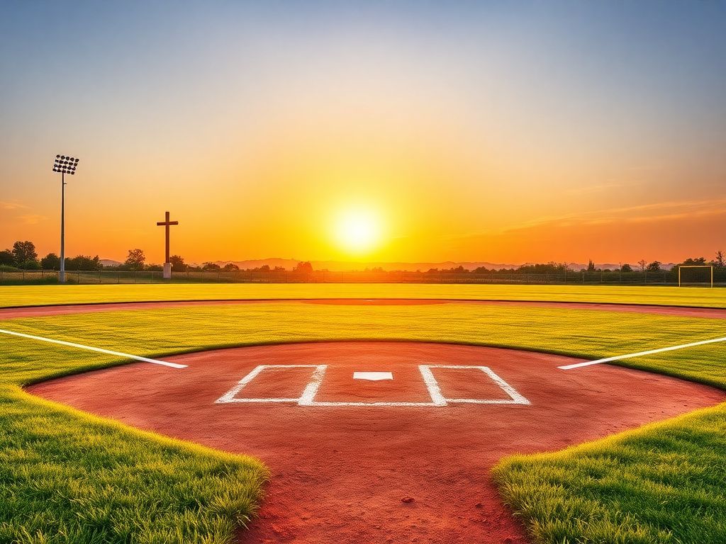 Flick International Serene baseball field at dawn symbolizing hope and redemption