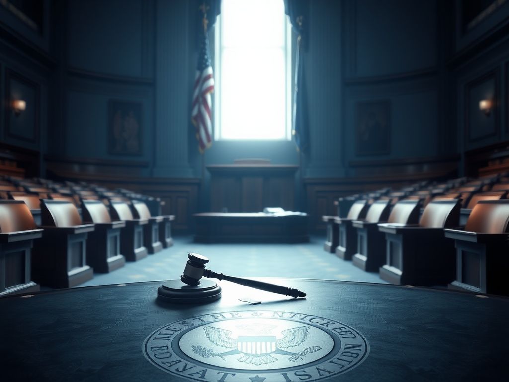 Flick International Empty Senate chamber with gavel symbolizing halted legislative action