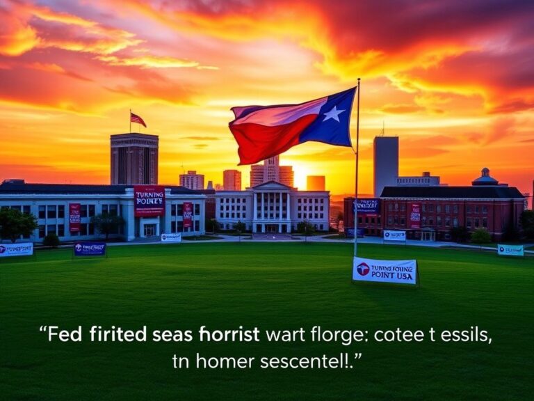 Flick International Vibrant Texas landscape with high school and college buildings representing Turning Point USA