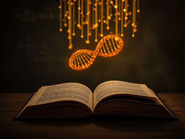 Flick International Detailed representation of DNA double helix structure illuminated in soft golden light