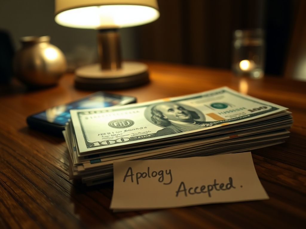 Flick International Close-up of neatly arranged $100 bills on a wooden table with a smartphone in the background