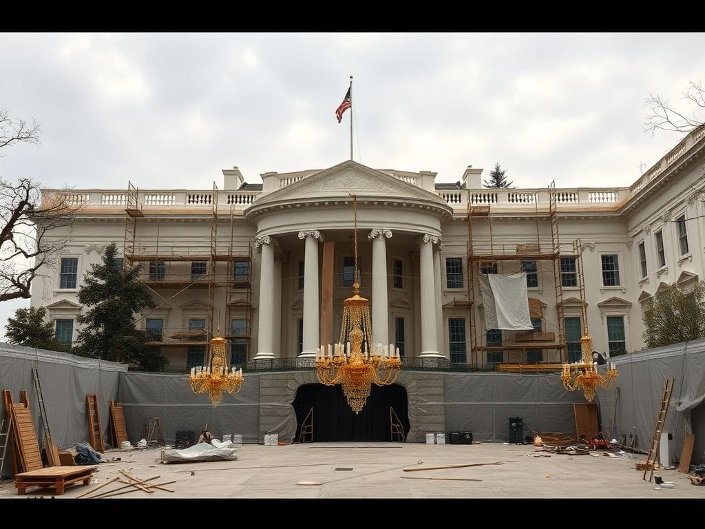 Flick International Detailed view of the East Wing of the White House under renovation
