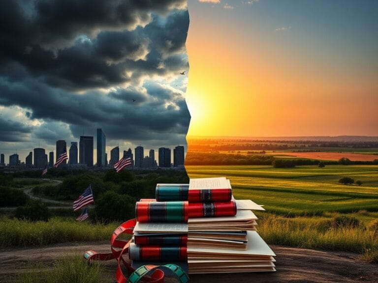 Flick International A split landscape showing political tension in the U.S.