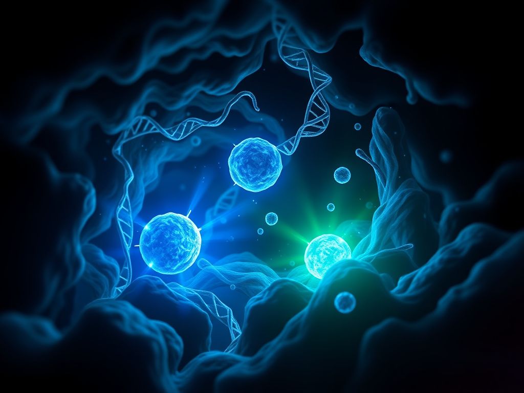 Flick International Abstract representation of pancreatic cancer cells being targeted by immune cells