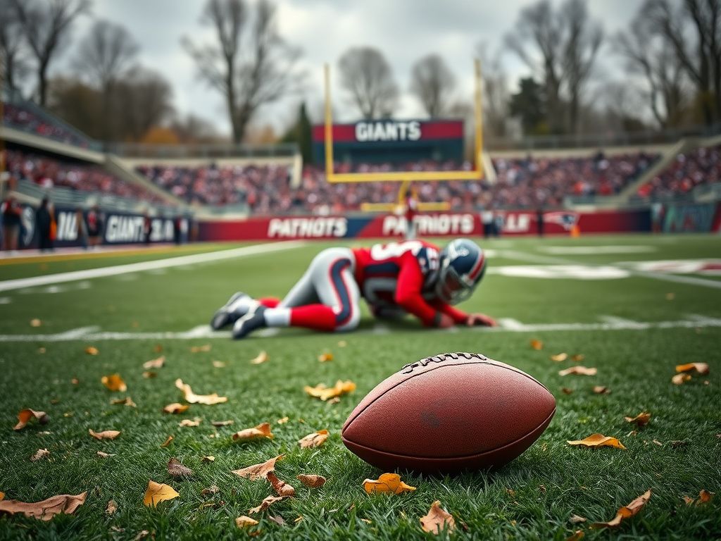 Flick International Jaxson Dart being tackled by Patriots linebacker Christian Elliss during an intense football moment
