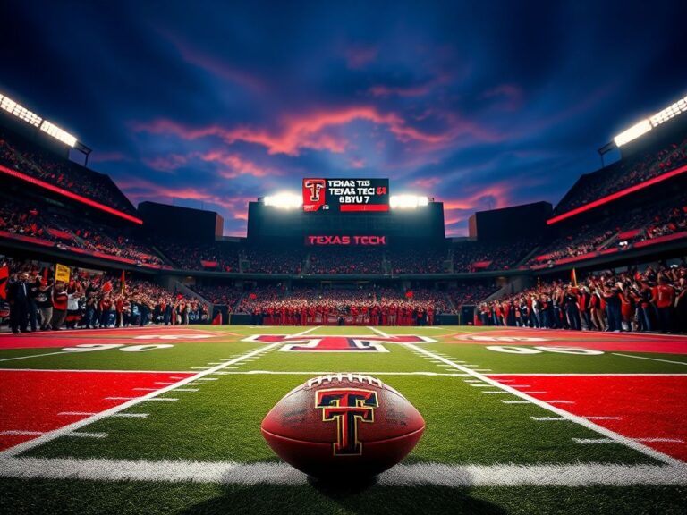Flick International Dramatic scene of Texas Tech celebrating their first Big 12 championship win at AT&T Stadium
