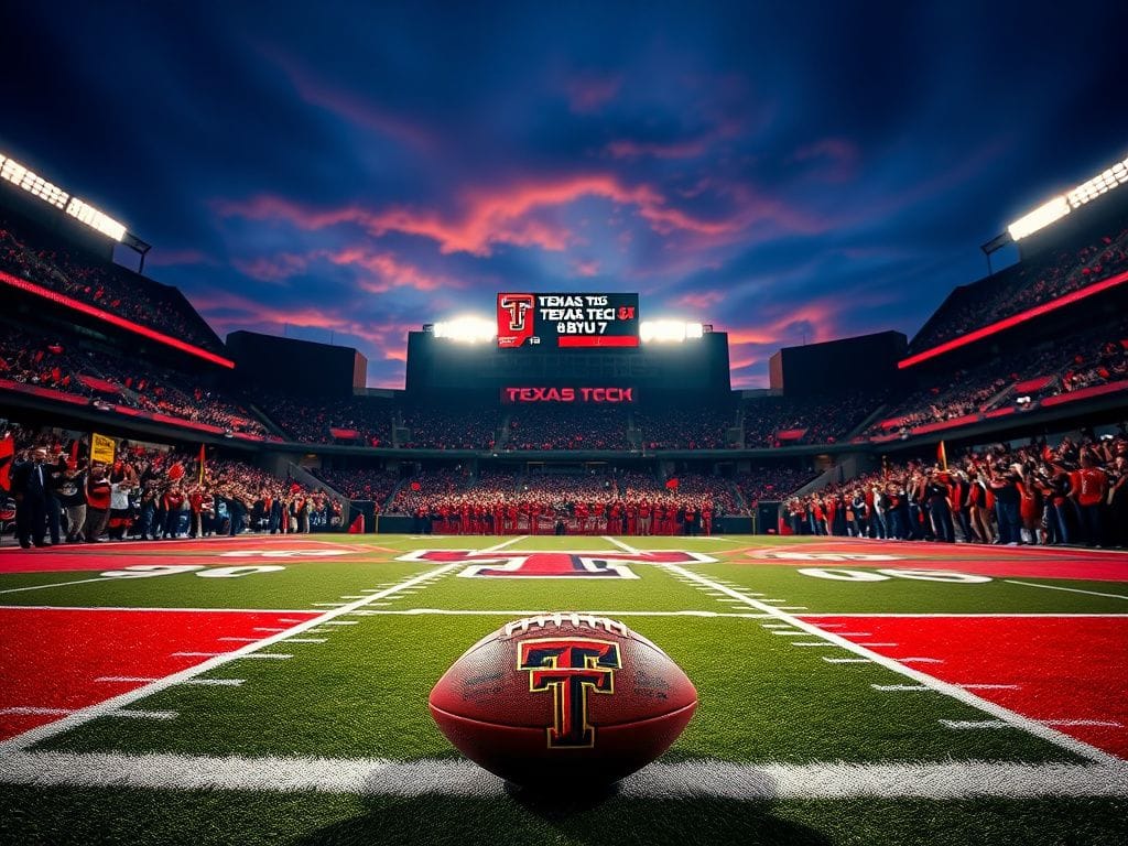Flick International Dramatic scene of Texas Tech celebrating their first Big 12 championship win at AT&T Stadium
