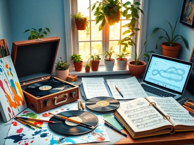 Flick International A vibrant artist's palette with colorful paints and tools representing creativity and brain health.