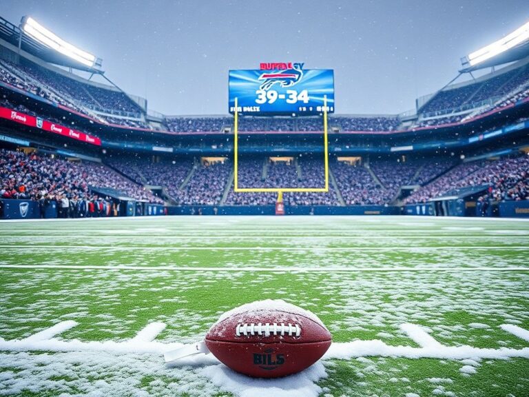 Flick International Snowy football stadium scene at Highmark Stadium during the Bills vs Bengals game