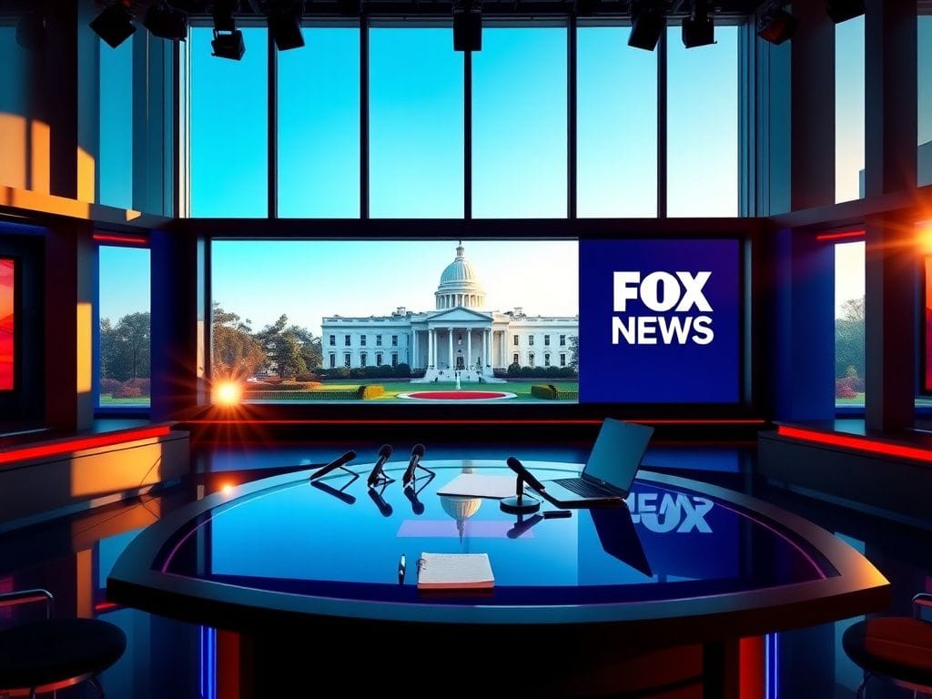 Flick International Aishah Hasnie in a modern FOX News newsroom setting