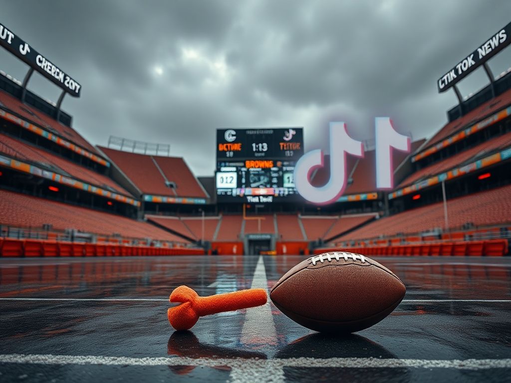Flick International Somber Cleveland Browns stadium scene with empty bleachers after a loss