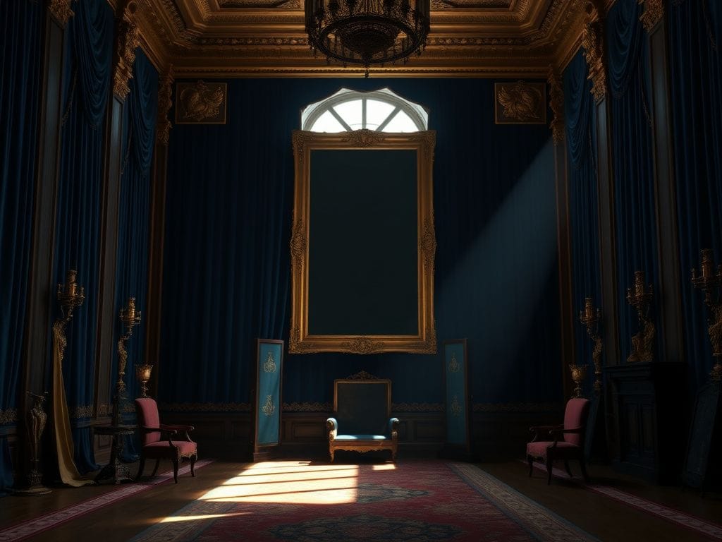 Flick International Regal interior of an empty royal chamber symbolizing loss