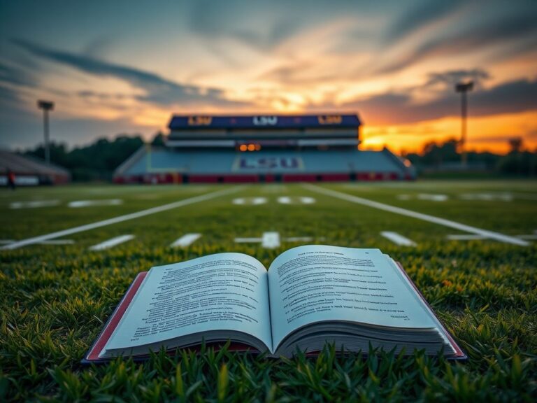 Flick International Serene football field at dusk with LSU stadium in the background