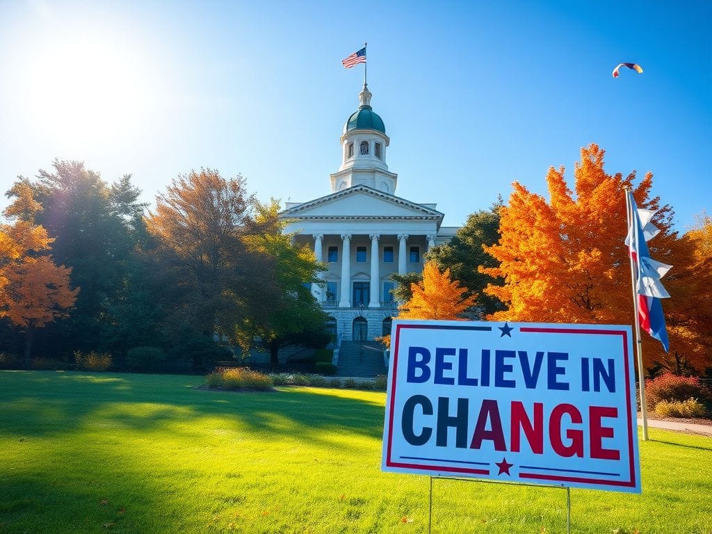 Flick International Vibrant political landscape at Massachusetts State House with autumn foliage