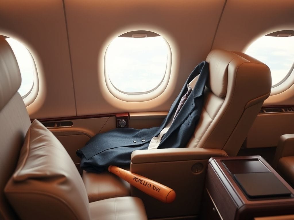 Flick International Luxurious airplane interior featuring plush seating and a folded suit jacket symbolizing respect in travel attire.