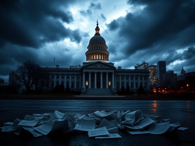 Flick International Dark, moody image of the Minnesota State Capitol building at dusk with storm clouds