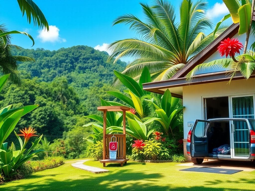 Flick International A secured Airbnb entrance in a tropical landscape of Costa Rica