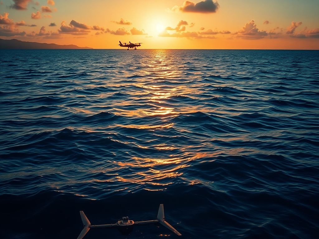 Flick International Serene view of the Indian Ocean at sunset with underwater exploration gear
