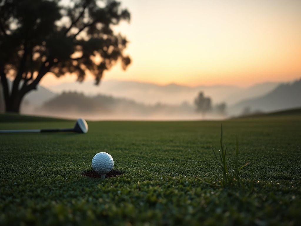 Flick International Serene dawn golf course with an empty tee and a golf ball symbolizing hope