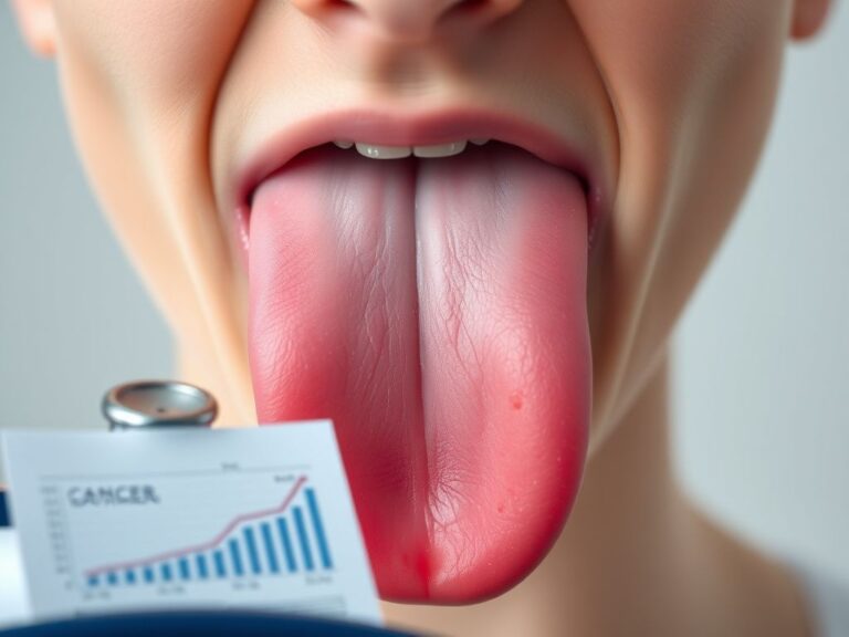 Flick International Close-up of a pink, slightly swollen tongue showing signs of irritation related to tongue cancer awareness