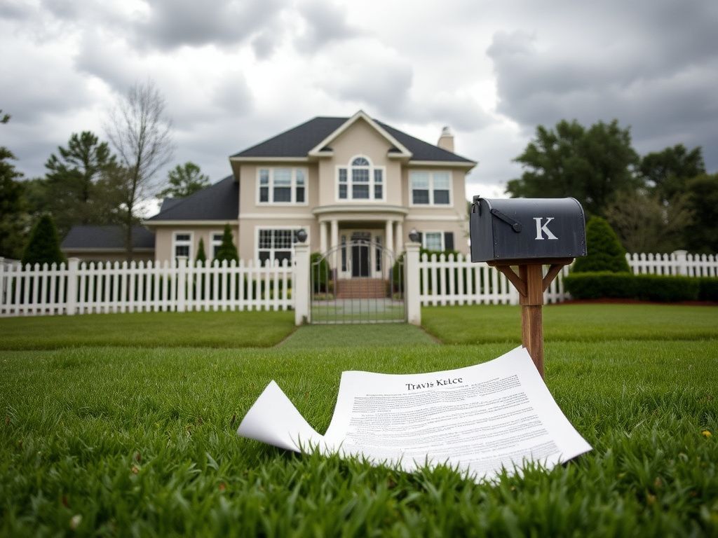 Flick International A luxurious two-story home with a white picket fence and an open gate, symbolizing trespassing.
