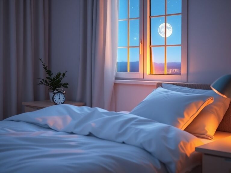 Flick International Cozy bedroom scene at twilight with neatly arranged bedding and a gentle glow of moonlight