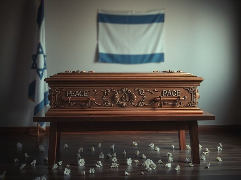 Flick International Closed ornate coffin surrounded by white flowers in a solemn setting