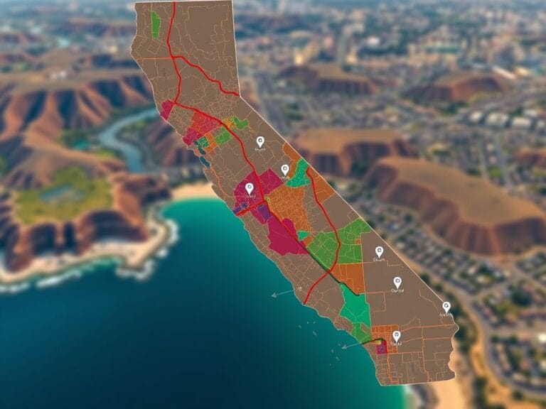 Flick International Overhead view of California's new congressional map with political boundaries and districts