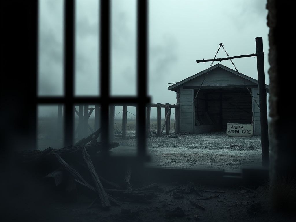 Flick International Shadowy outline of a prison bar window with foggy atmosphere