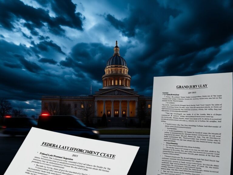 Flick International Dramatic view of the Minnesota state capitol building at dusk with federal law enforcement vehicles in the foreground