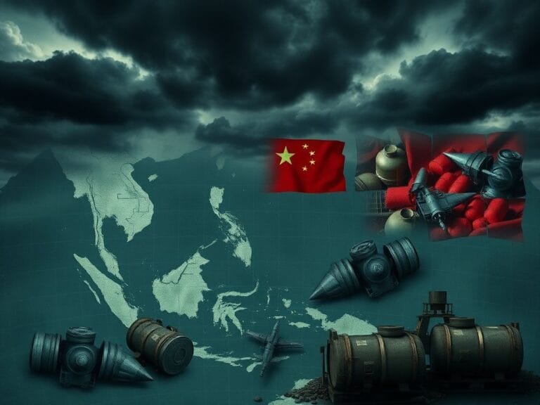 Flick International Fragmented map of the Indo-Pacific region highlighting Taiwan amidst military symbols