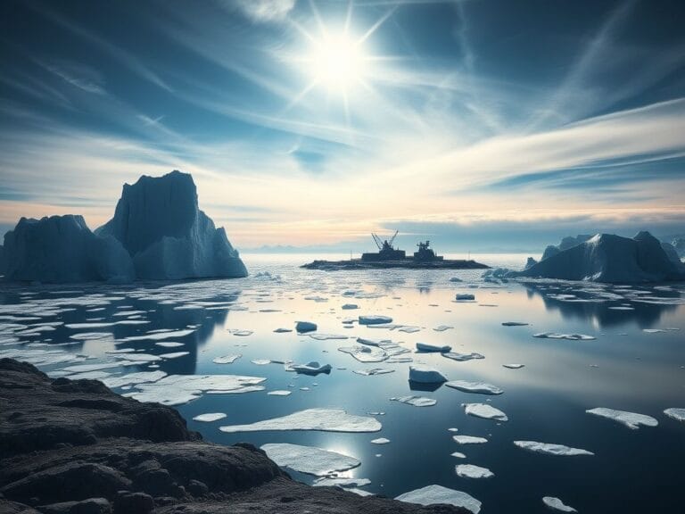 Flick International Dramatic Arctic landscape of Greenland featuring icebergs and a military base